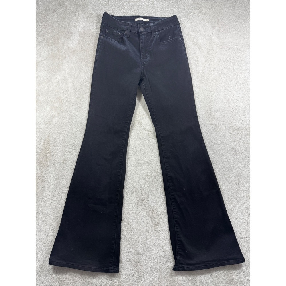 Levi's Womens 726 Flare High‎ Rise Stretch Black Denim Jeans 27 Meas: 26x29.5